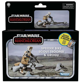 Star Wars - The Vintage Collection The Mandalorian - Véhicule figurines Speeder Bike with Scout Trooper & Grogu