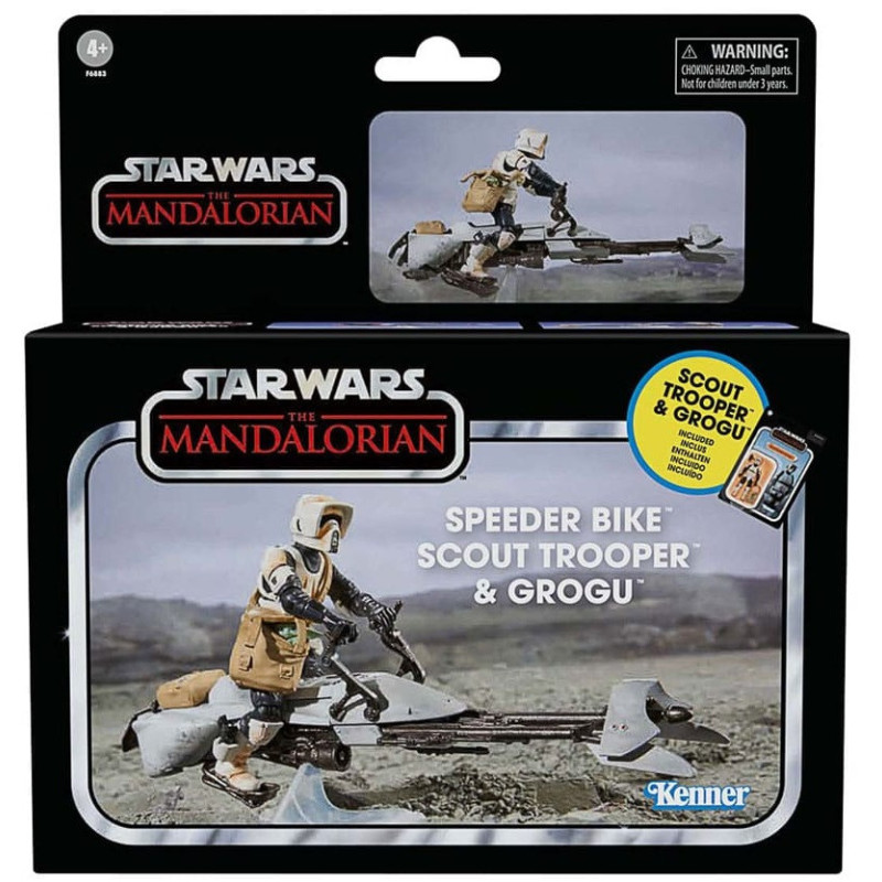 Star Wars - The Vintage Collection The Mandalorian - Véhicule figurines Speeder Bike with Scout Trooper & Grogu