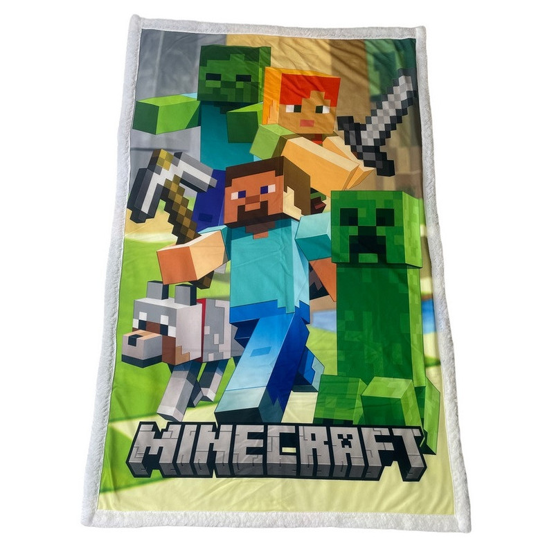 Minecraft - Couverture plaid sherpa Characters 100 x 150 cm