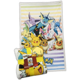 Pokemon - Couverture plaid sherpa Pikachu & Evolis 100 x 150 cm