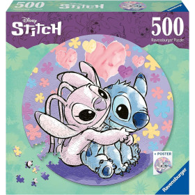 Disney - Puzzle rond 500 pièces Stitch & Angel