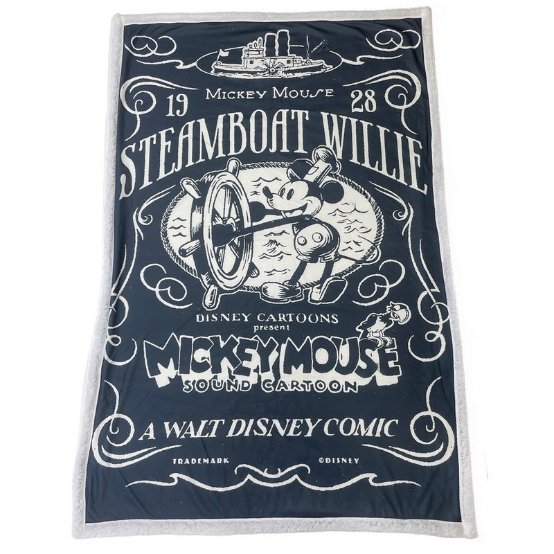 Disney : Mickey - Couverture plaid sherpa Steamboat Willie 100 x 150 cm