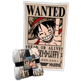 One Piece - Couverture plaid sherpa Luffy Wanted 100 x 150 cm
