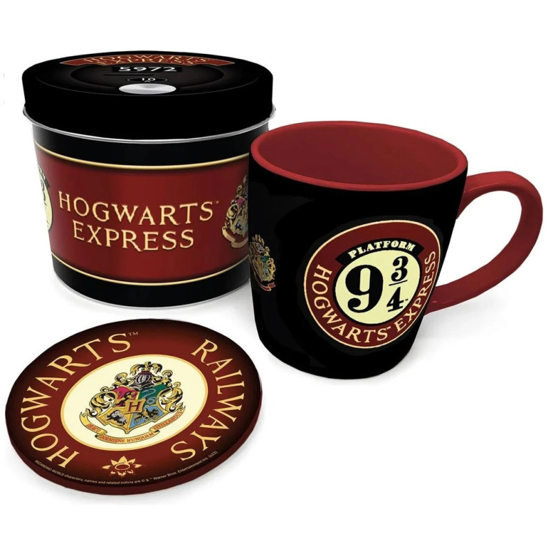 Harry Potter - Set Mug + sous-verre dans une boîte métallique Platform 9 3/4