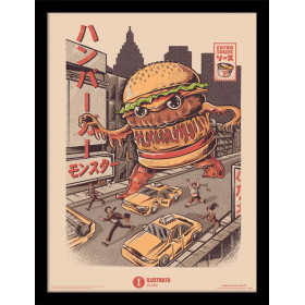 Ilustrata - Poster encadré Burgerzilla (30 x 40 cm)