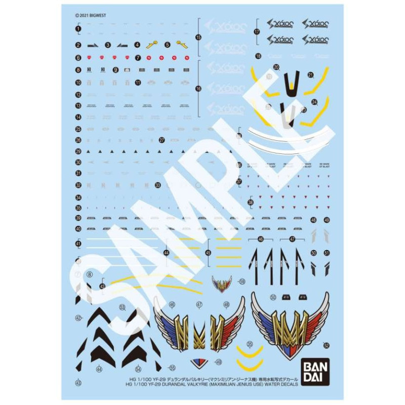 Macross : High Grade - YF-29 Durandal Valkyrie Maximilian Use Water Decals 1:100