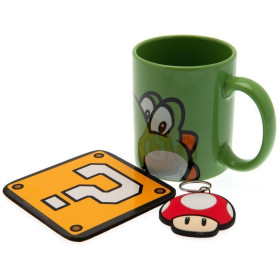 Super Mario - Set porte-clé, mug et sous-verre Yoshi