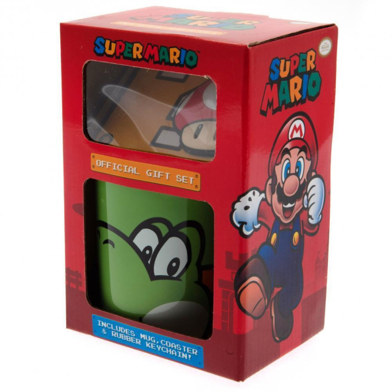 Super Mario - Set porte-clé, mug et sous-verre Yoshi