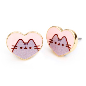 Pusheen - Boucles d'oreilles en forme de coeur