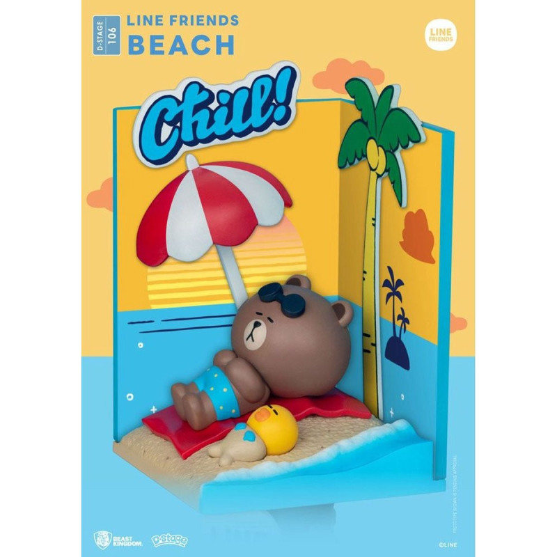 BT21 Line Friends - Figurine diorama D-Stage Beach Closed Box Version 16 cm