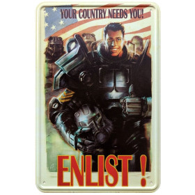 Fallout - Panneau plaque métallique Enlist!