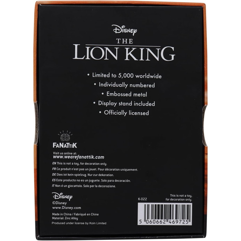 Disney – Lingot Le Roi Lion Édition Limitée – Fanattik