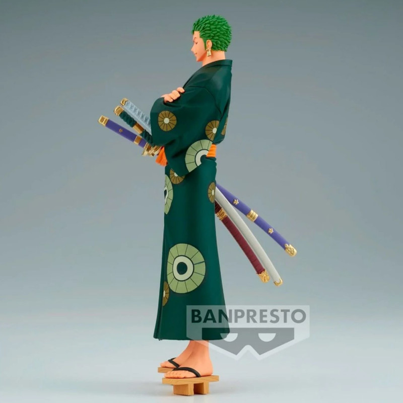 One Piece - Figurine Roronoa Zoro DXF Grandline Series Wanokuni Yukata 17cm BOITE OUVERTE
