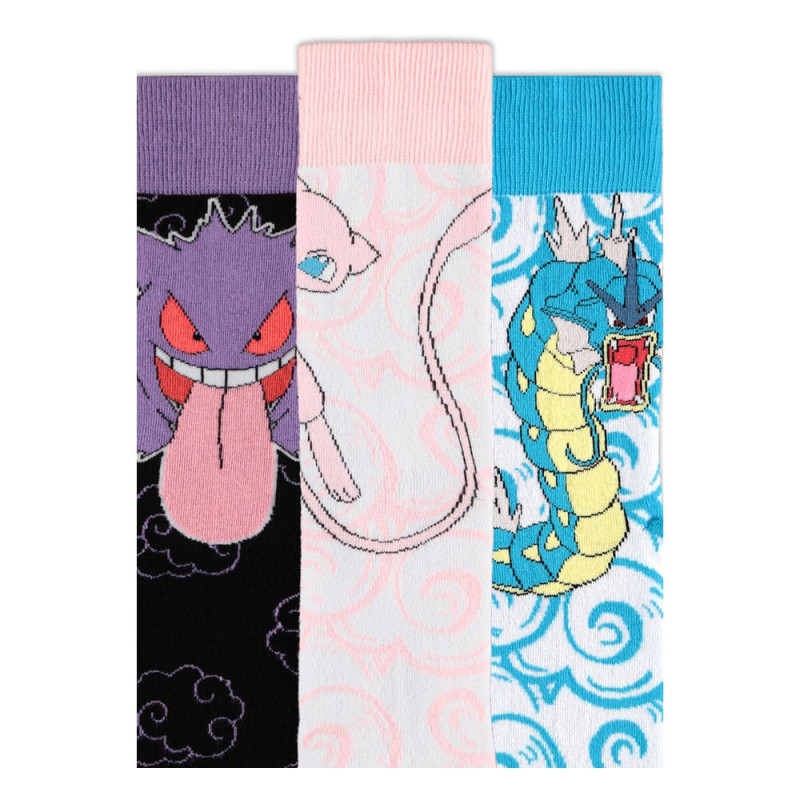 Pokémon - Set de 3 paires de chaussettes 39/42 Leviator, Mew & Ectoplasma