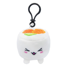 Porte-clé bag clip peluche Plushi Uramaki Sushi with Saumon 7 cm