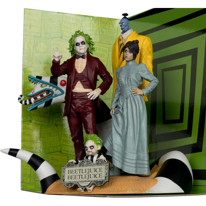 Beetlejuice 2 - Movie Maniacs - Figurine diorama Beetlejuice, Astrid, Bob, Baby Beetlejuice & Sandworm