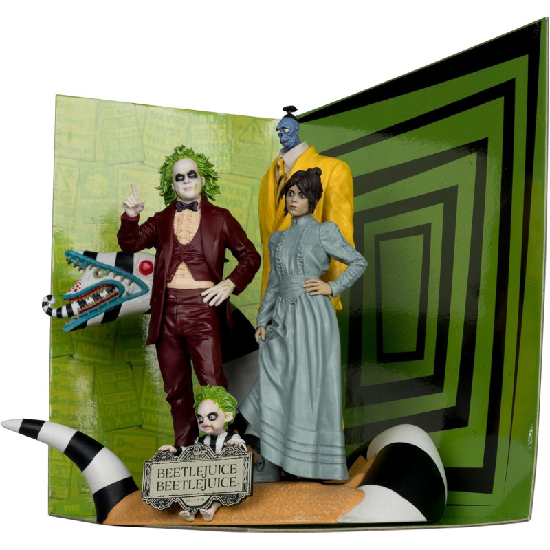 Beetlejuice 2 - Movie Maniacs - Figurine diorama Beetlejuice, Astrid, Bob, Baby Beetlejuice & Sandworm