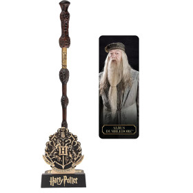 Harry Potter - Stylo baguette + socle & marque-page lenticulaire Dumbledore