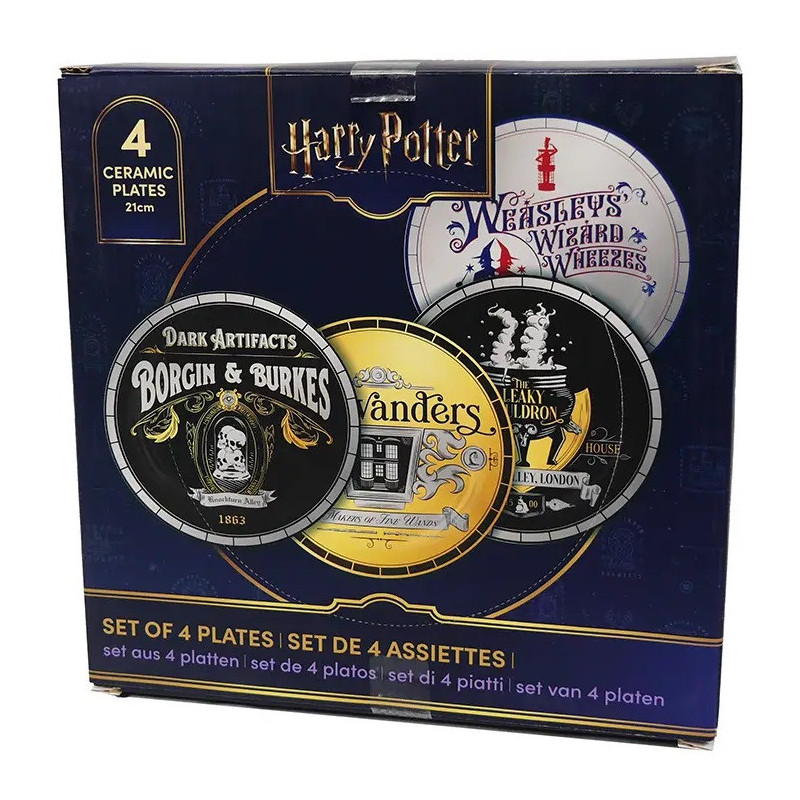 JUILLET 2025 : Harry Potter - Set de 4 assiettes boutiques Diagon Alley