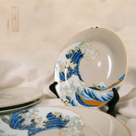 JUILLET 2025 : Hokusai - Set de 4 assiettes Vague de Kanagawa