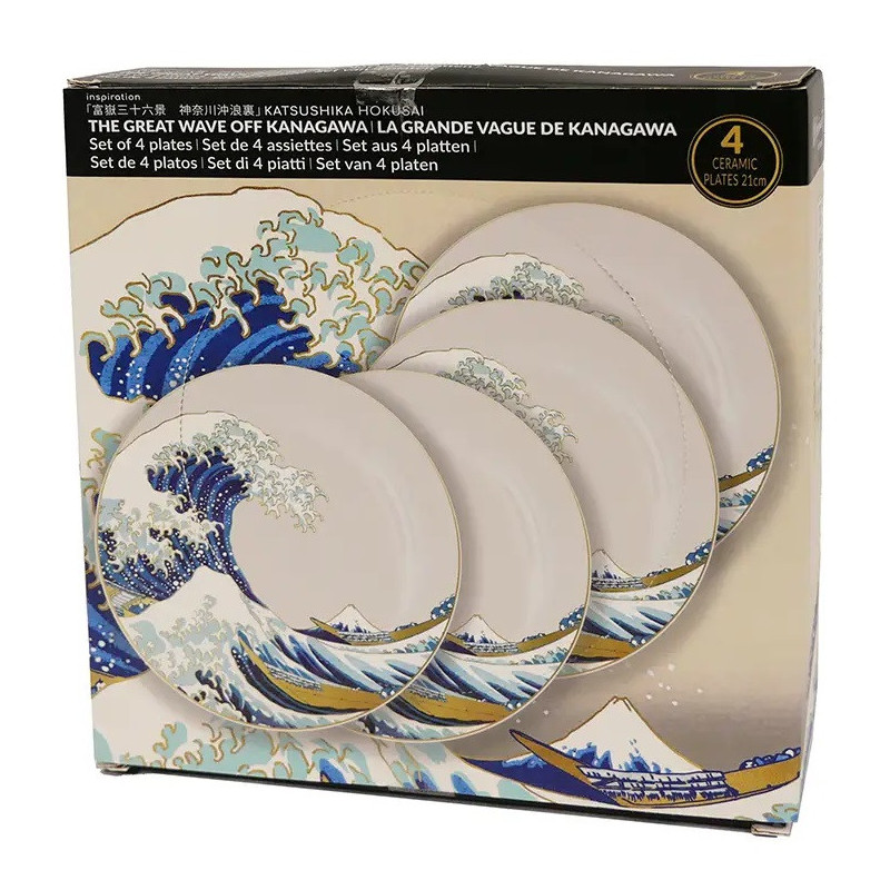 JUILLET 2025 : Hokusai - Set de 4 assiettes Vague de Kanagawa