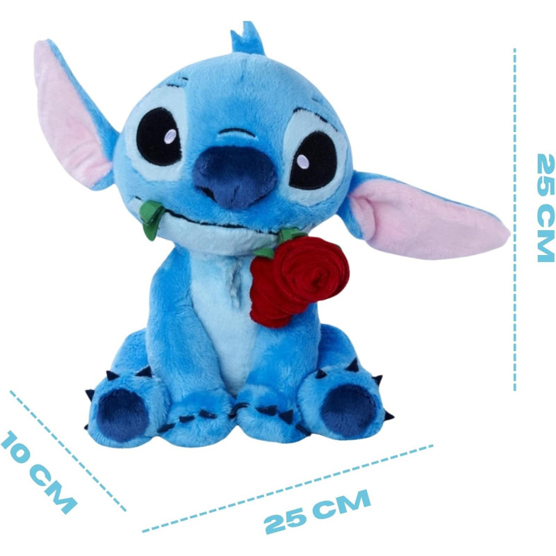 Disney : Lilo & Stitch - Peluche Stitch avec rose 25 cm