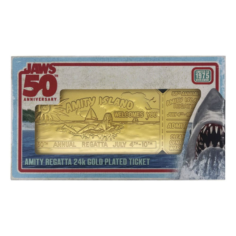 Jaws – Billet Régate Or 24 K 50ᵉ anniversaire – Fanattik