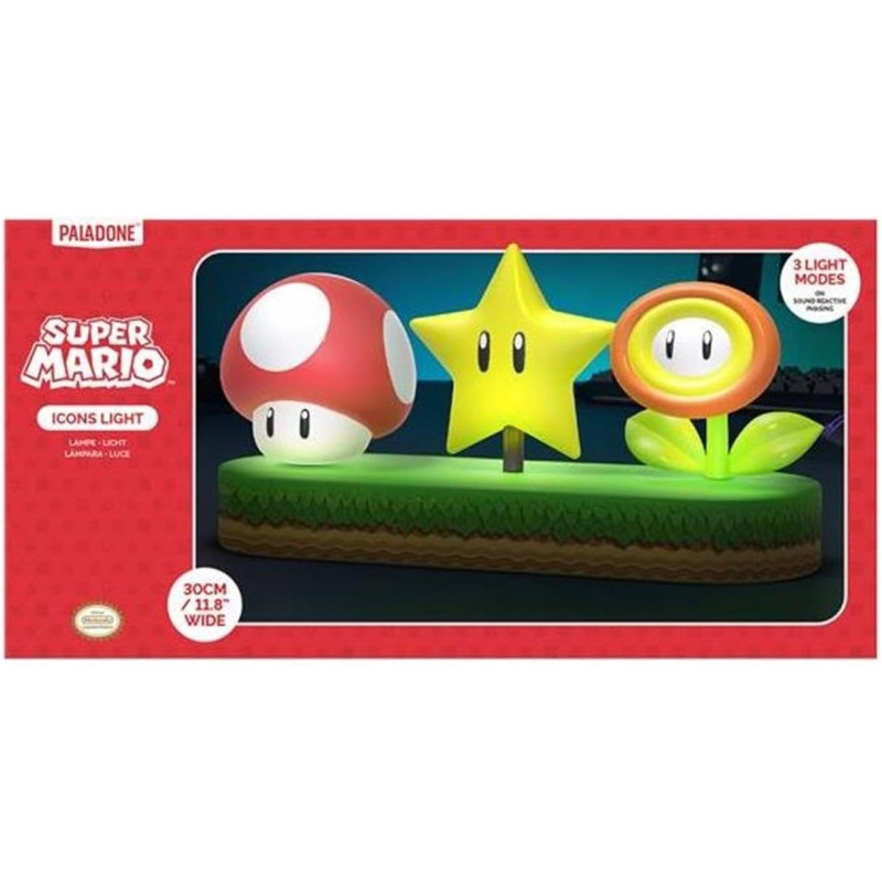 Super Mario - Lampe veilleuse Star, Champignon Rouge, Fleur