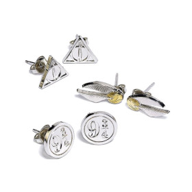 Harry Potter - Boucles d'oreilles Deathly Hallows, Platform 9 3/4, Golden Snitch