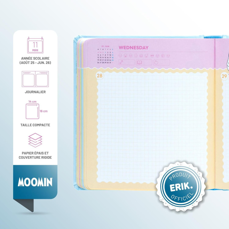 Moomin - Agenda scolaire 2025/2026 Journalier 11 mois relié