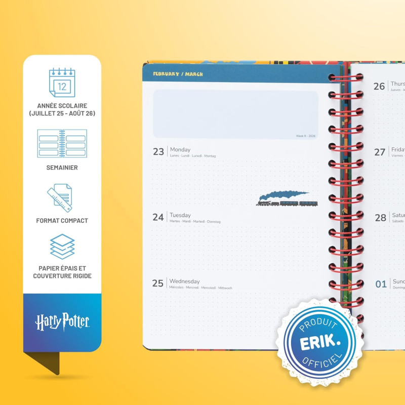 Harry Potter - Agenda scolaire 2025/2026 A5 12 mois semainier