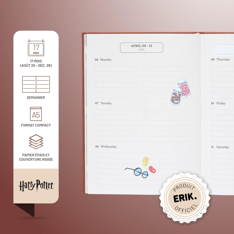Harry Potter - Agenda scolaire 2025/2026 A5 17 mois semainier