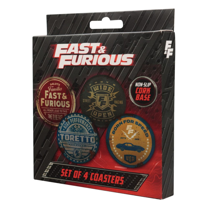 DÉCEMBRE 2025 : Fast & Furious - Pack 4 sous-verres Vintage Style