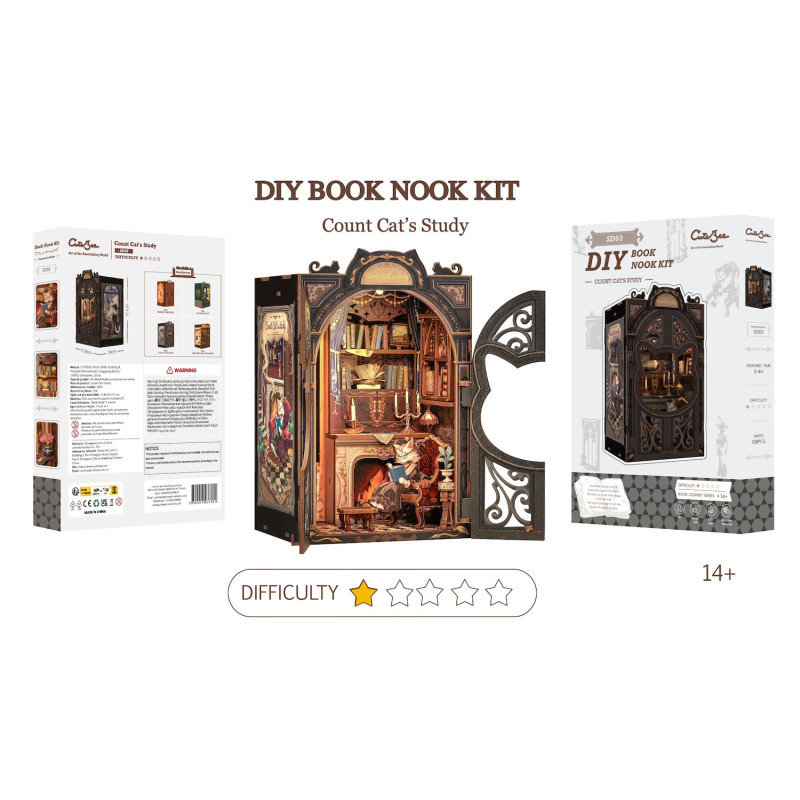 Book Nook - Maquette Kit DIY : Count Cat's Study