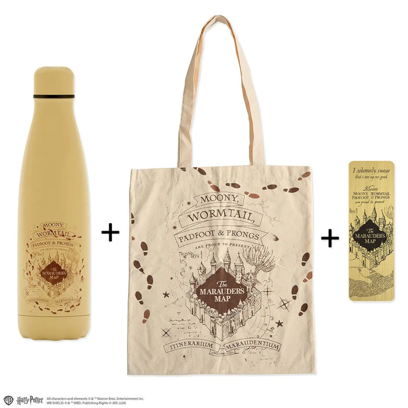 Harry Potter - Set gourde, marque-page et sac Carte du Maraudeur
