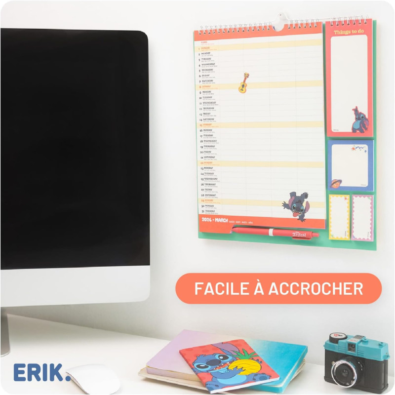 Planner 2025/2026 Disney Stitch 16 mois – Erik Officiel