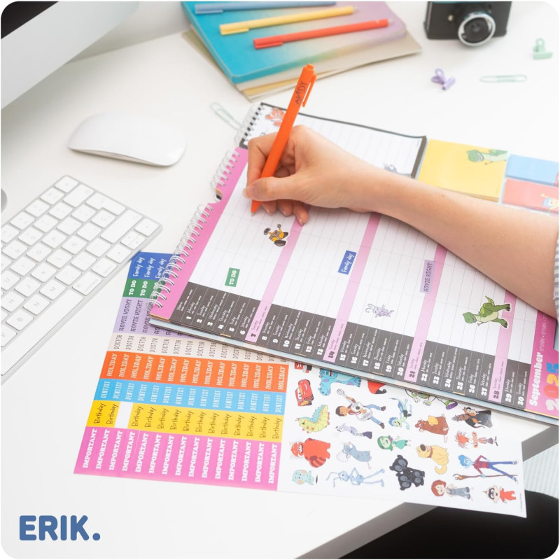 Planner Familial 2025/2026 Pixar 4 Personnes – Erik Officiel