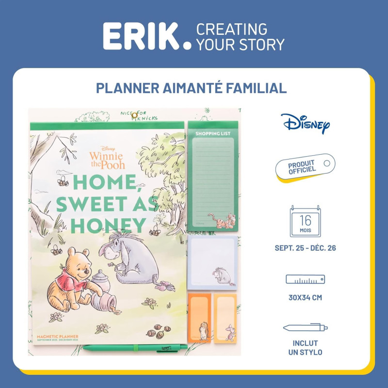 Planner Aimanté Winnie l'Ourson 2025/2026 – Erik Officiel