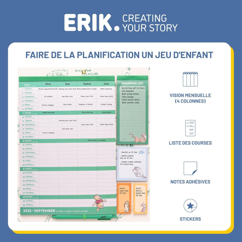 Planner Aimanté Winnie l'Ourson 2025/2026 – Erik Officiel