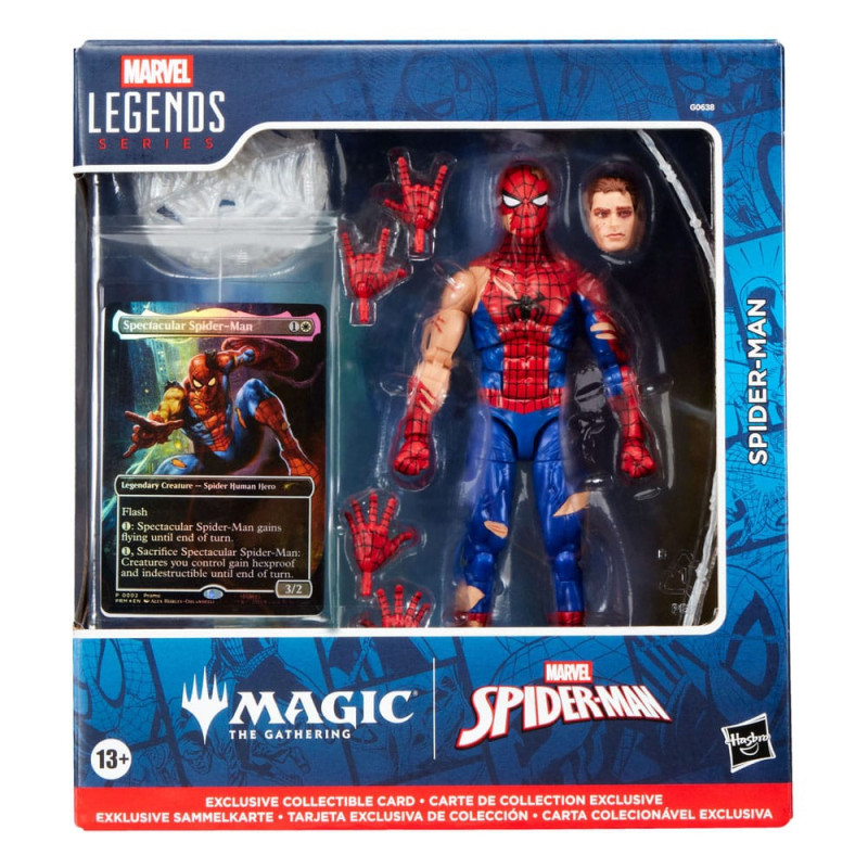 Marvel Legends Magic: The Gathering - Figurine Battle-Damaged Spider-Man (avec carte premium exclusive)