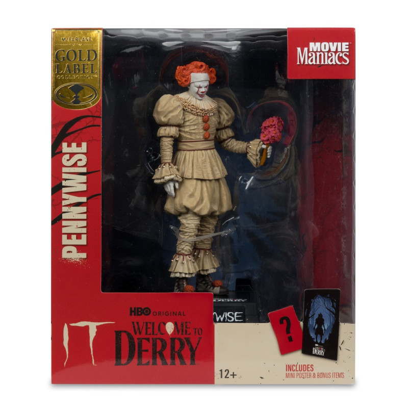 IT : Welcome to Derry - Statue PVC Movie Maniacs Pennywise (Flashback) (Gold Label) 16 cm box
