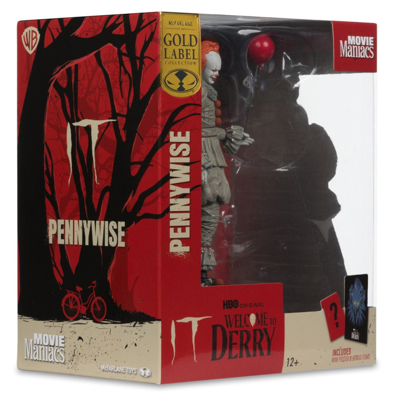 Welcome to Derry - Statue PVC Movie Maniacs Pennywise (Gold Label) 16 cm profil de la boîte