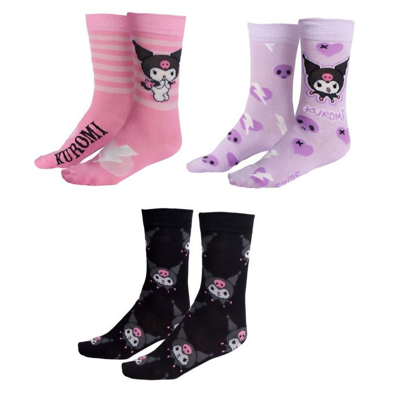 Sanrio - Pack de 3 paires de chaussettes Kuromi 36/43
