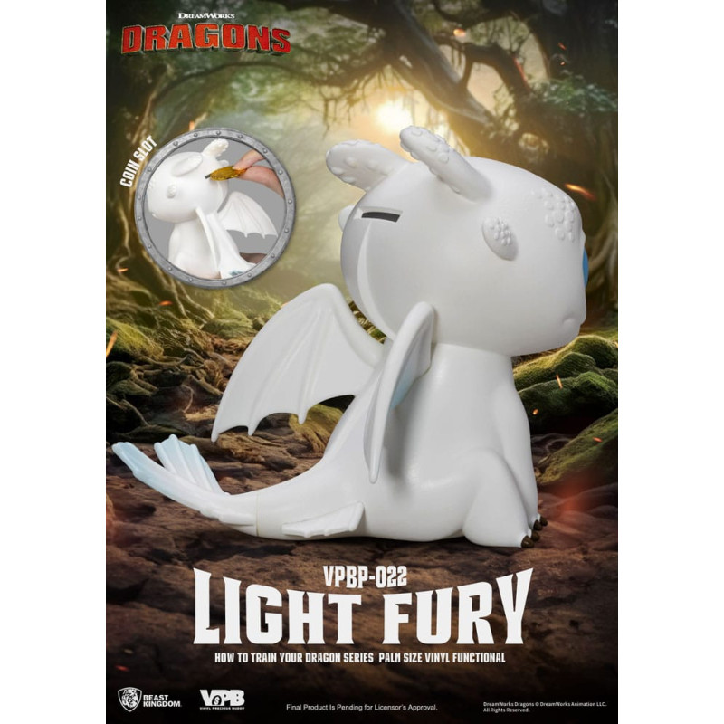 Tirelire Light Fury 12 cm – Figurine Vinyle Dragons Officielle