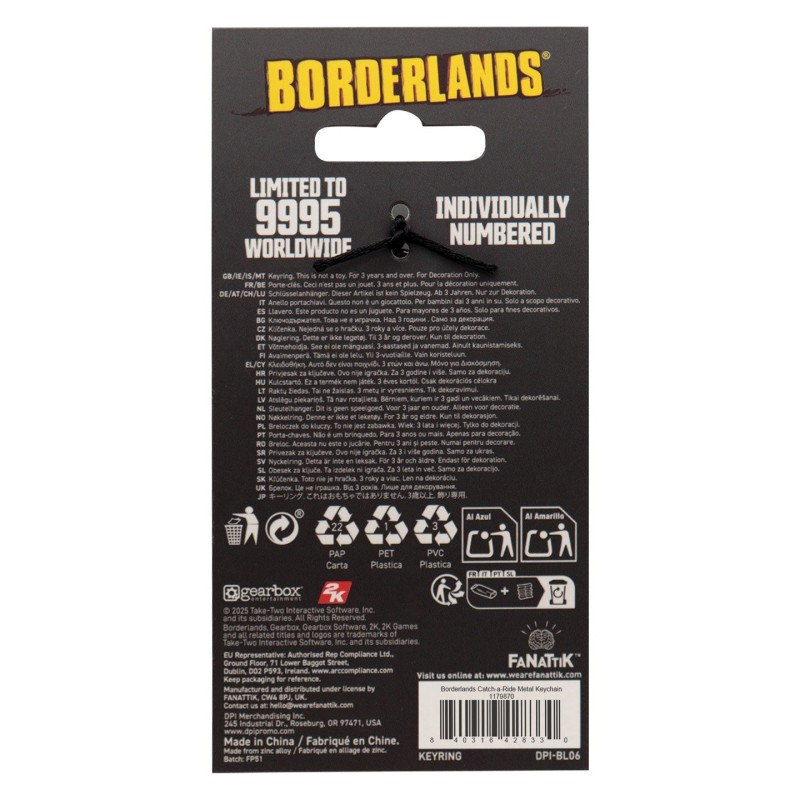 Porte-clés Borderlands Catch-A-Ride – Fanattik 9995 exemplaires