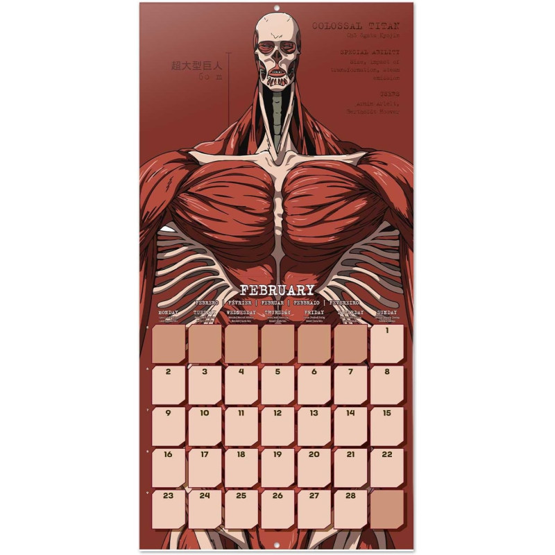 Calendrier Attack on Titan 2026 – Licence officielle