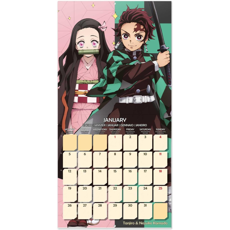 Calendrier Demon Slayer (Kimetsu no Yaiba) 2026 – Licence officielle