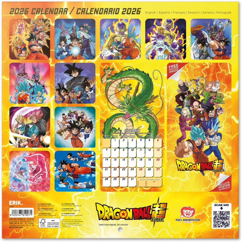 Calendrier Dragon Ball 2026 – Licence officielle