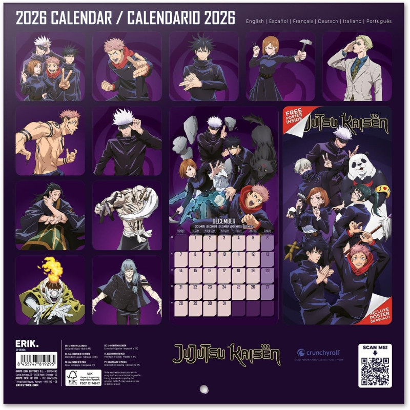 Calendrier Jujutsu Kaisen 2026 – Licence officielle