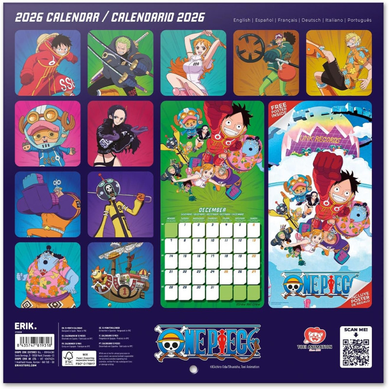 Calendrier One Piece 2026 – Licence officielle